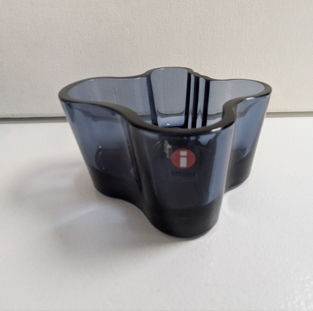 IITTALA Alvar Aalto Blue GLASS Votive TEALIGHT CANDLE HOLDER